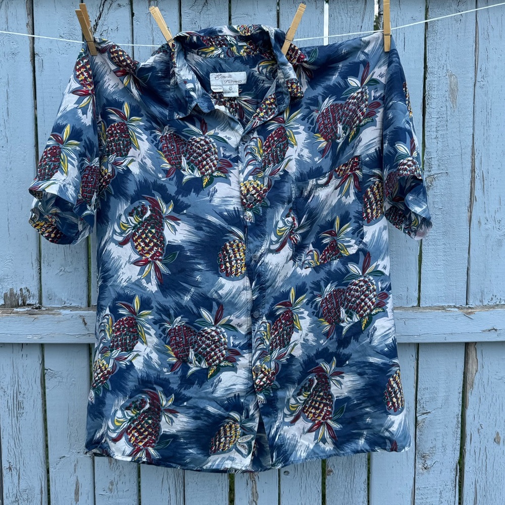 Hawaii Silkyway Men’s 100% Silk Button Up Shirt size L